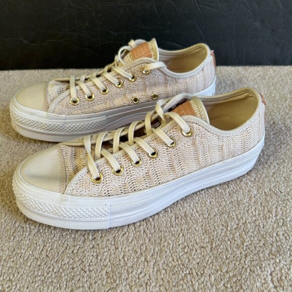 Converse All Star Lift Ox Driftwood Shoes Women's Size 8 Beige White 560655C - Picture 3 of 10